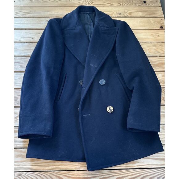 Vintage US Navy Kersey Wool Pea Coat Size 38 Men’s Navy - Picture 1 of 7